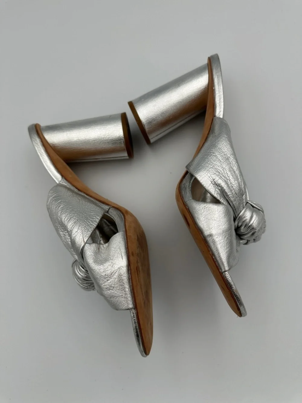 Loeffler Randall Coco Knotted Metallic Leather Mules ASO Sofia Vergara Sz8